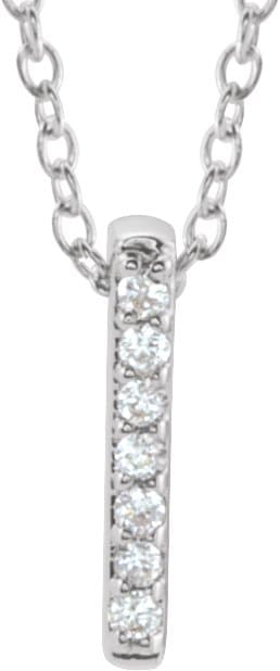 14K White .05 CTW Natural Diamond Bar 16-18 Necklace