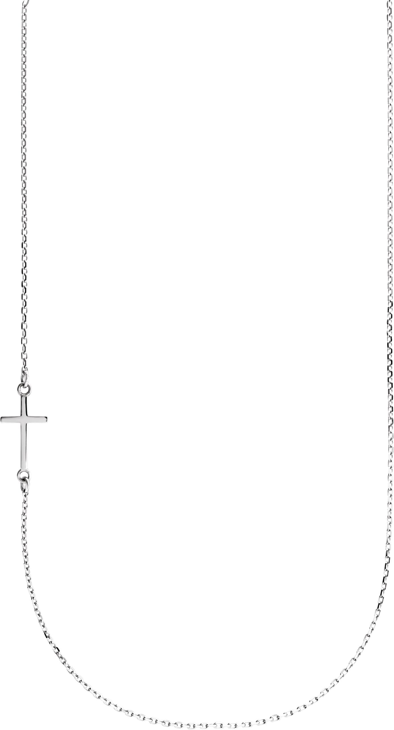 10K Yellow Off-Center Sideways Cross 16 Necklace