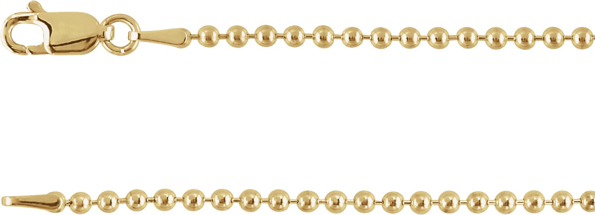 14K White 2 mm Hollow Bead 16 Chain