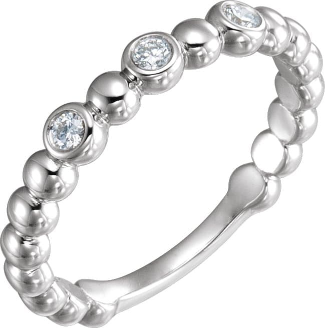 14K Rose 1/8 CTW Natural Diamond Beaded Ring