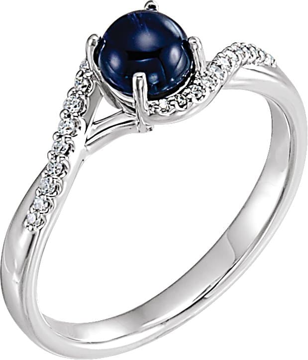 14K Rose Natural Blue Sapphire & .07 CTW Natural Diamond Ring