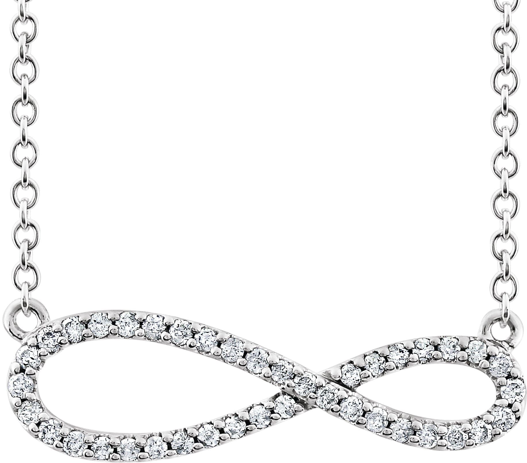 14K White 1/4 CTW Natural Diamond Infinity-Inspired 16-18 Necklace