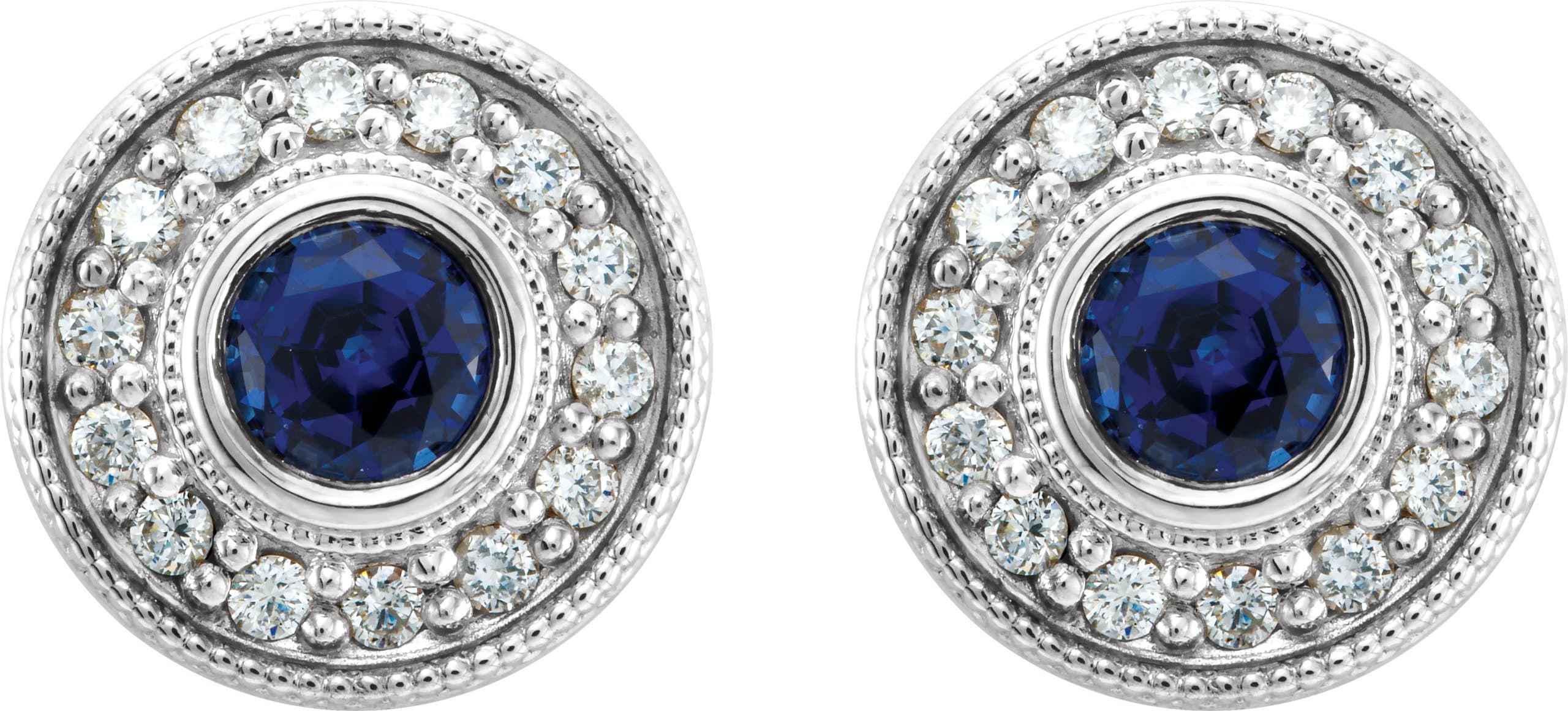 Round Bezel-Set Halo-Style Earrings view 2