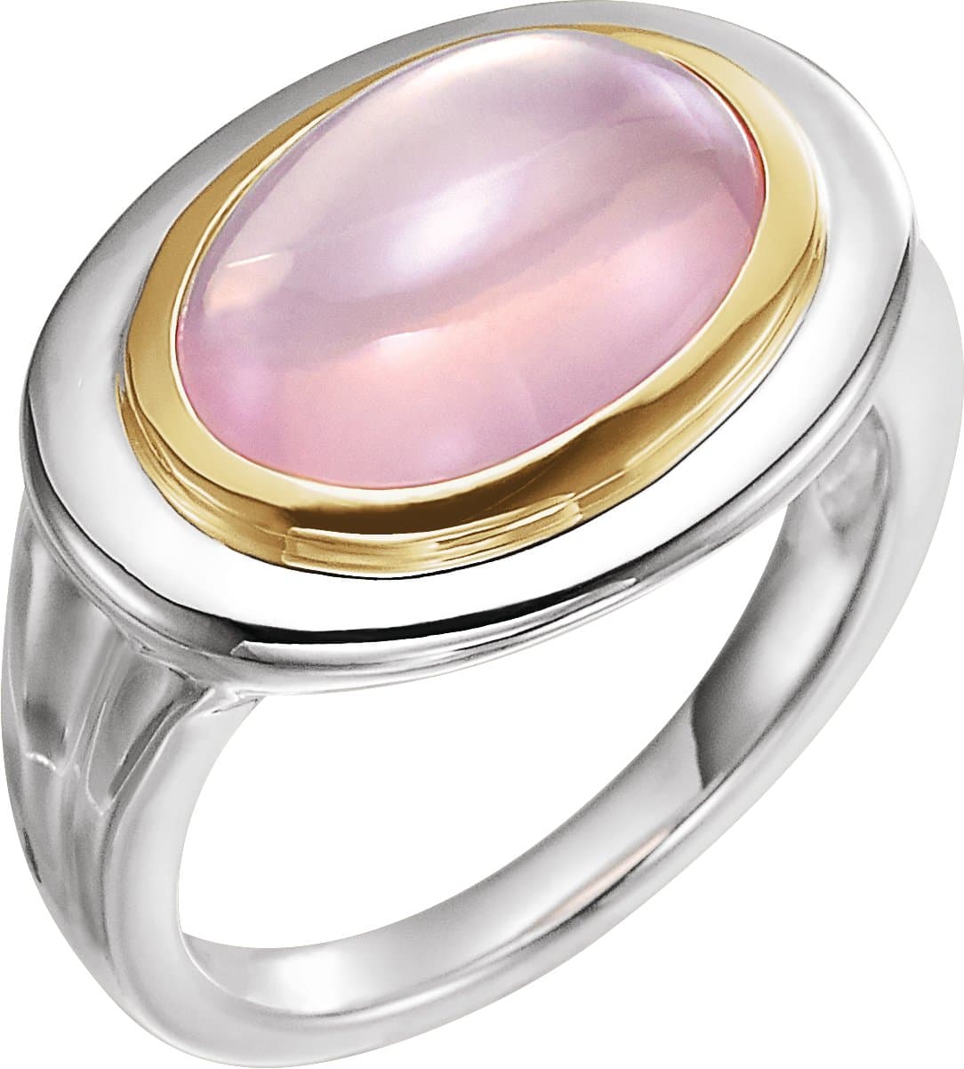 Sterling Silver & 14K Yellow Natural Rose Quartz Ring