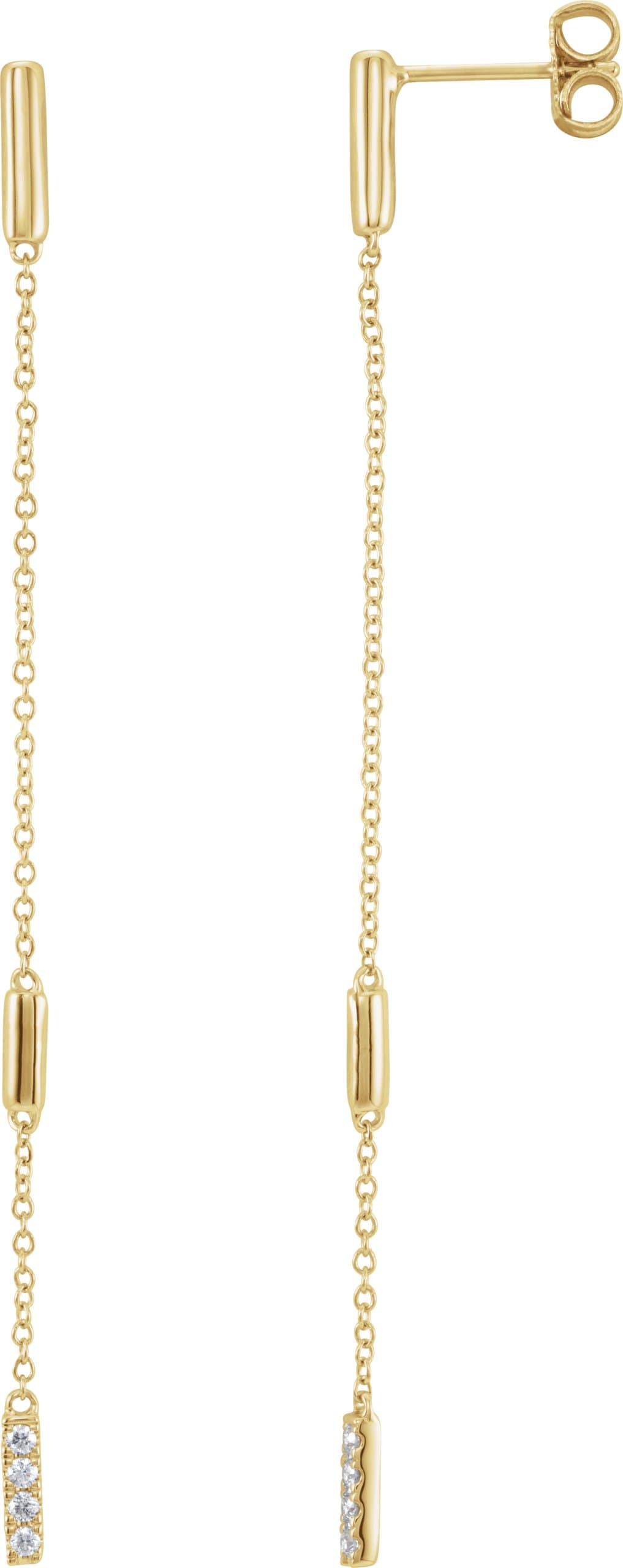 14K Rose 1/10 CTW Natural Diamond Chain Earrings