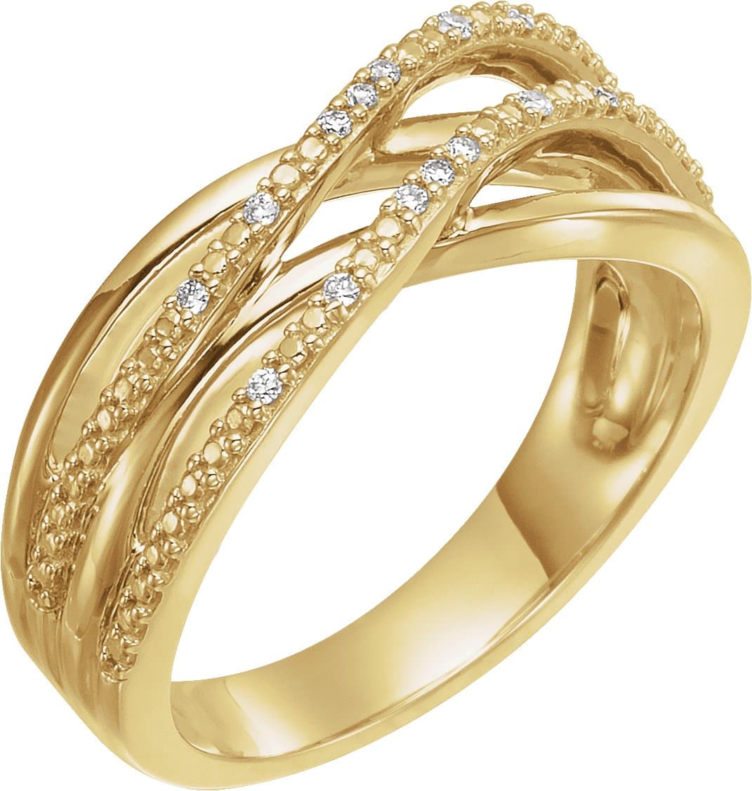 14K Rose .06 CTW Natural Diamond Criss-Cross Ring