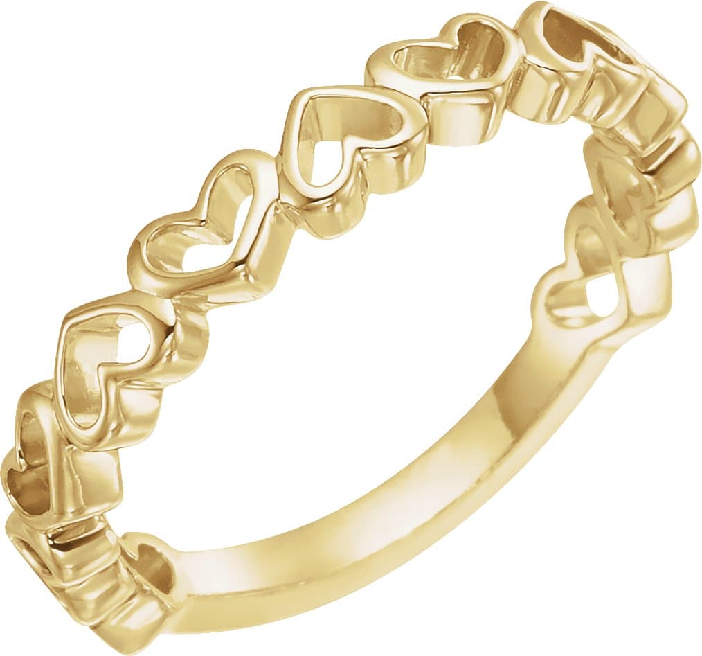 14K White Heart Ring