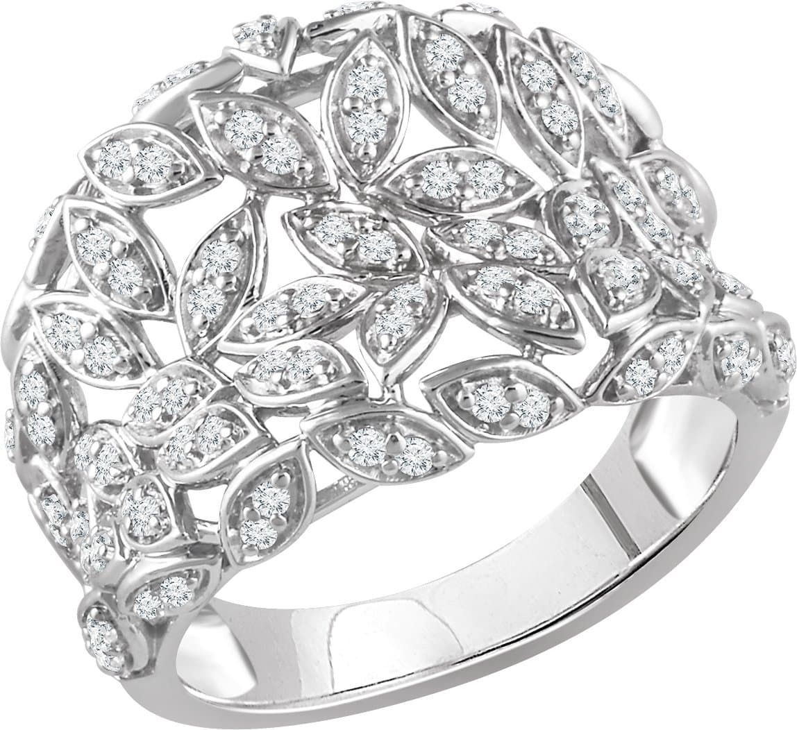 14K Rose 1/2 CTW Natural Diamond Leaf Ring