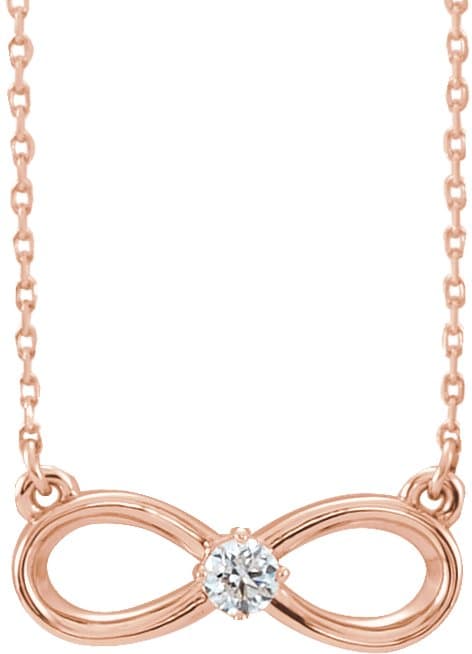 14K Rose 1/10 CT Natural Diamond Infinity-Inspired 16-18 Necklace