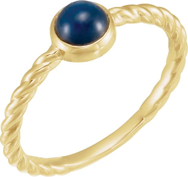 14K Rose Natural Blue Sapphire Cabochon Ring