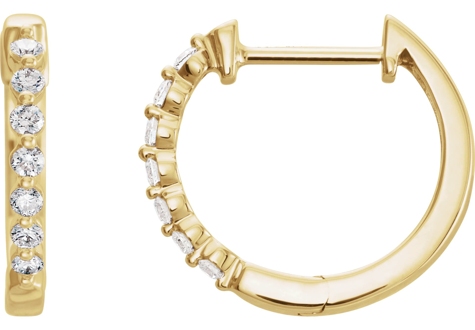 14K White 1/5 CTW Natural Diamond Hinged 15.25 mm Hoop Earrings