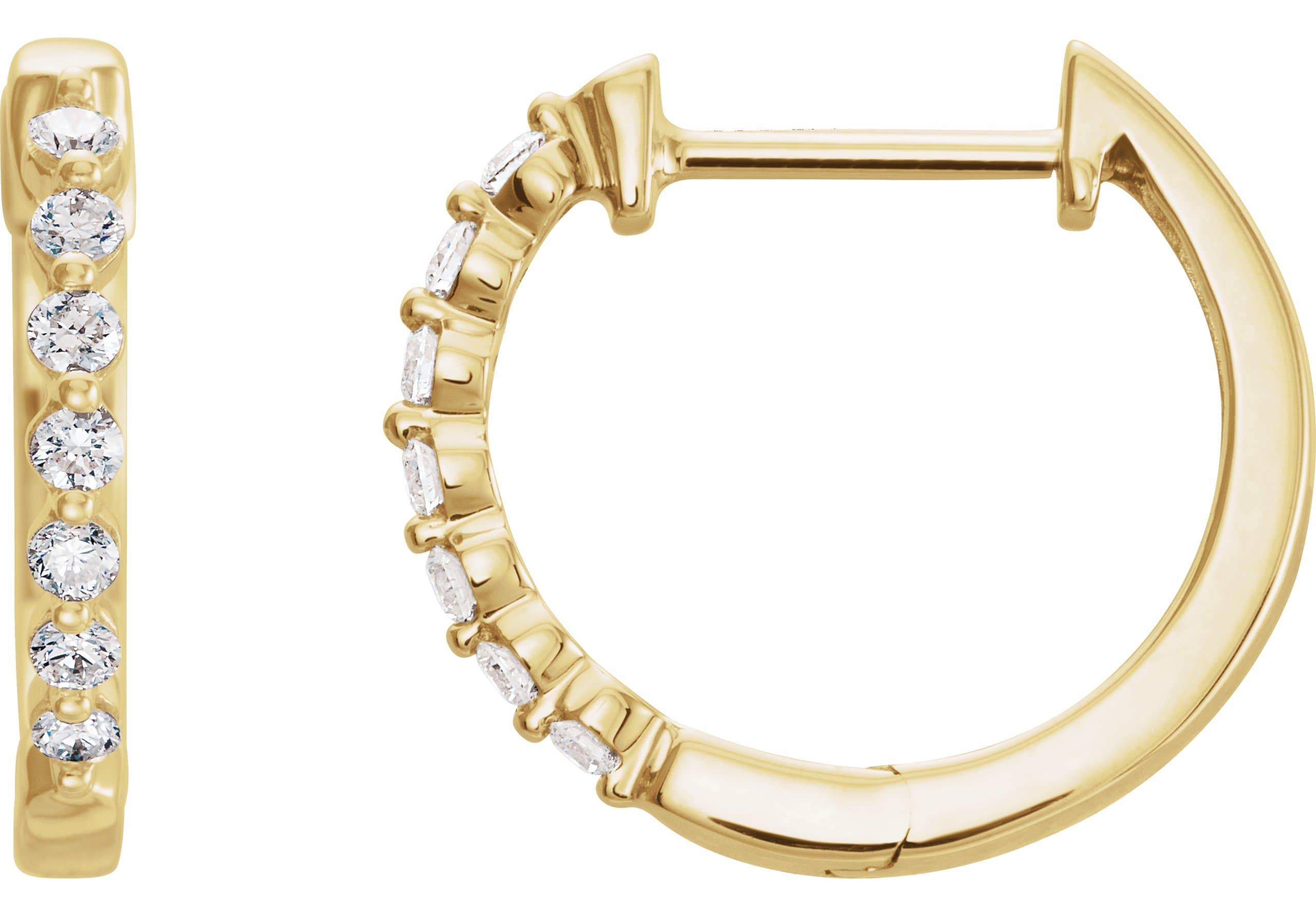 14K White 1/5 CTW Natural Diamond Hinged 15.25 mm Hoop Earrings