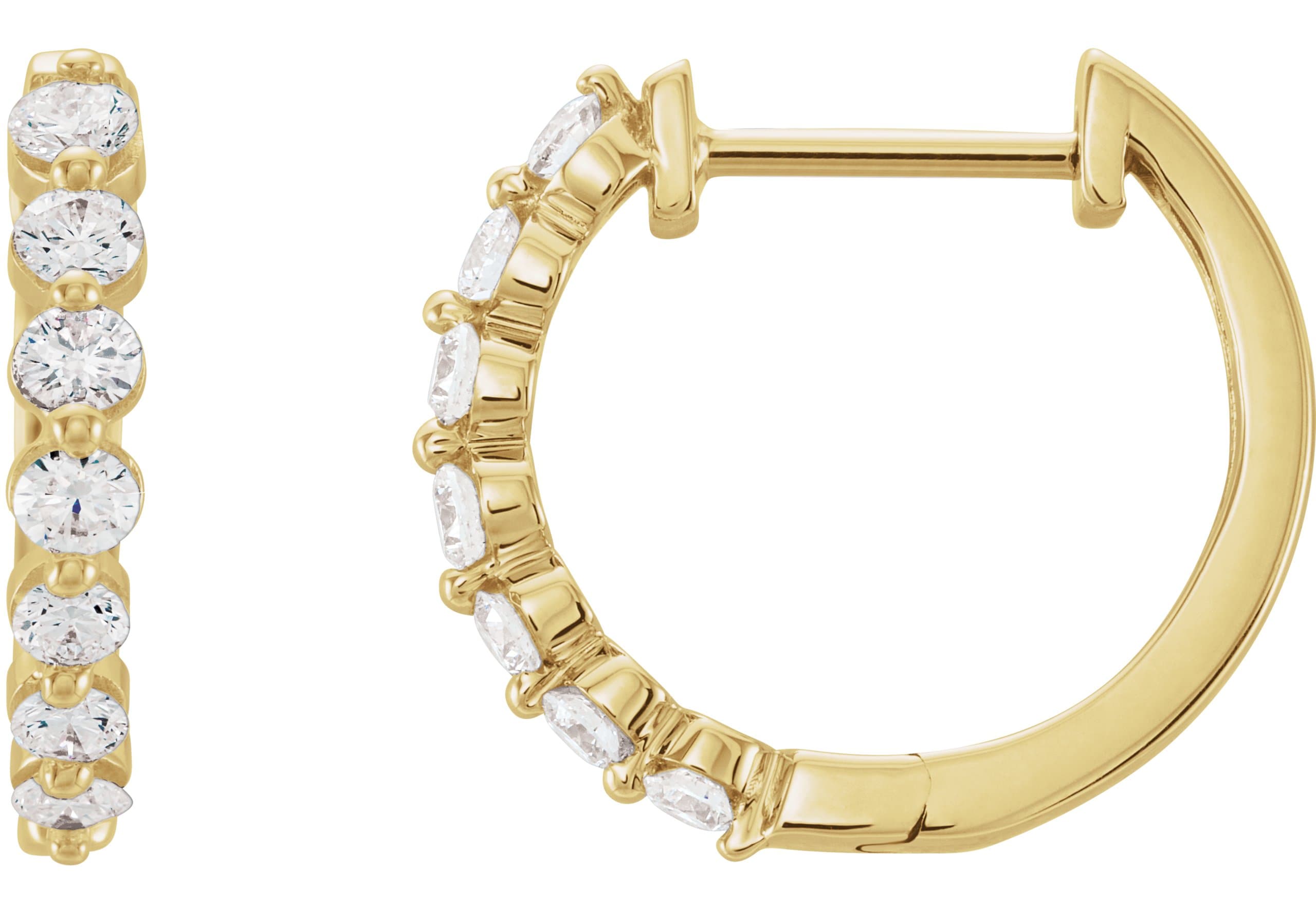 14K White 1/5 CTW Natural Diamond Hinged 15.25 mm Hoop Earrings