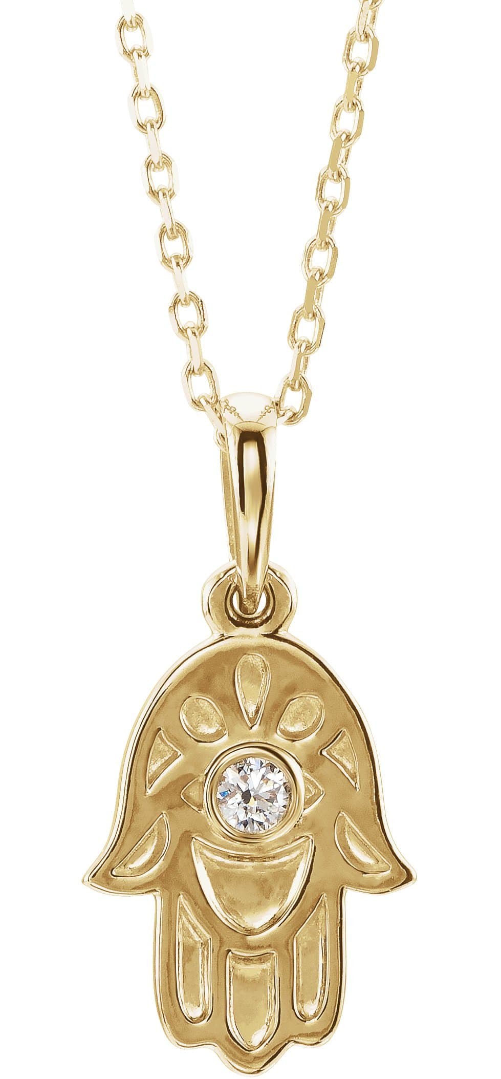 14K Rose .03 CTW Natural Diamond Hamsa 16-18 Necklace