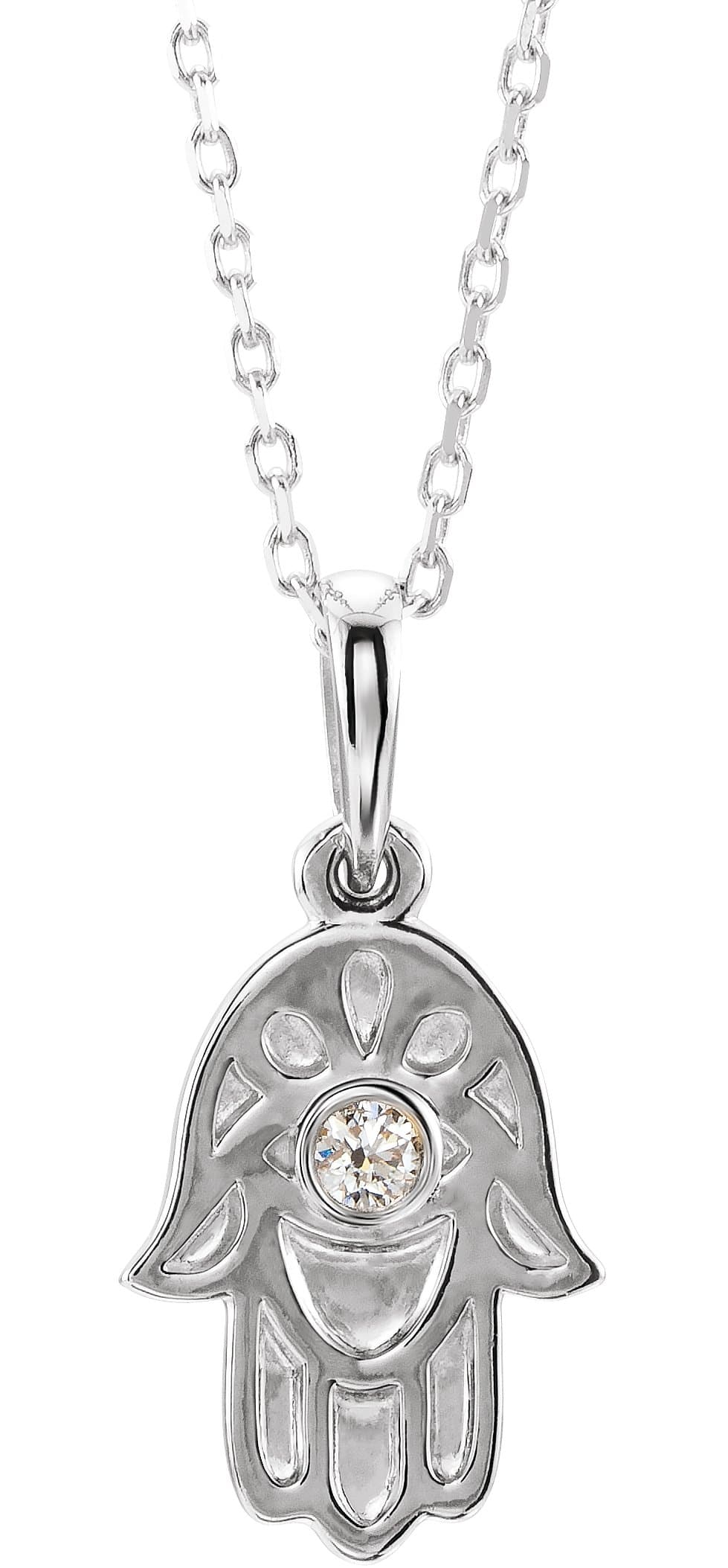 14K Rose .03 CTW Natural Diamond Hamsa 16-18 Necklace