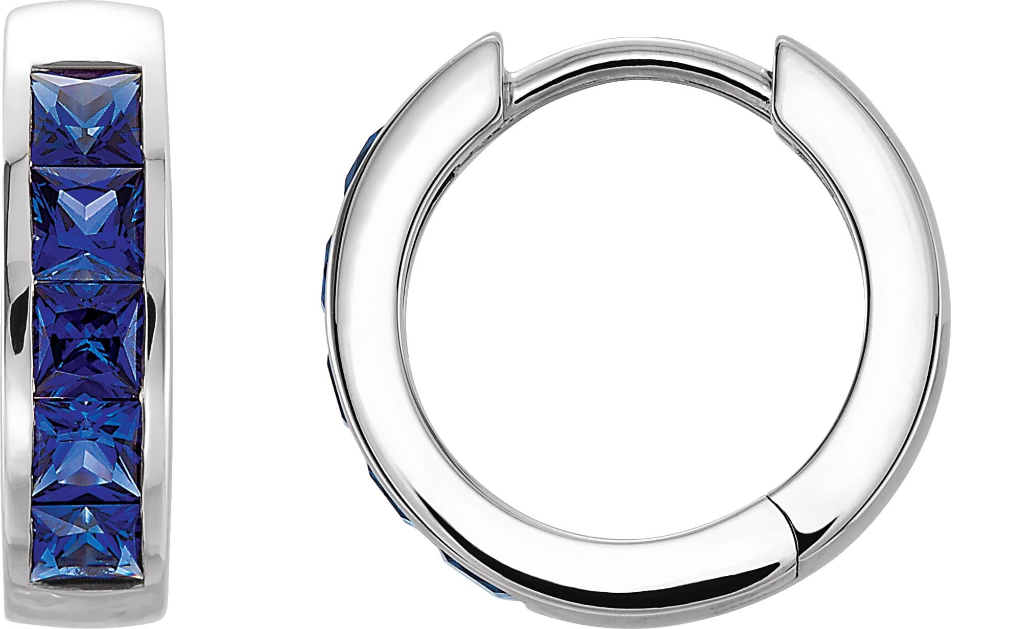 14K Rose Lab-Grown Blue Sapphire Hoop Earrings