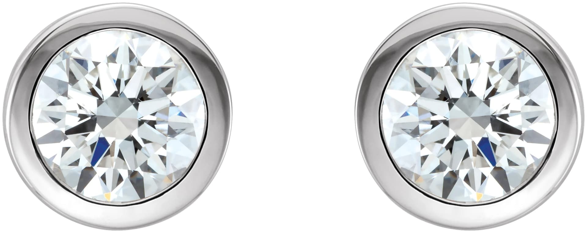 Round Bezel-Set Birthstone Stud Earrings, view 3