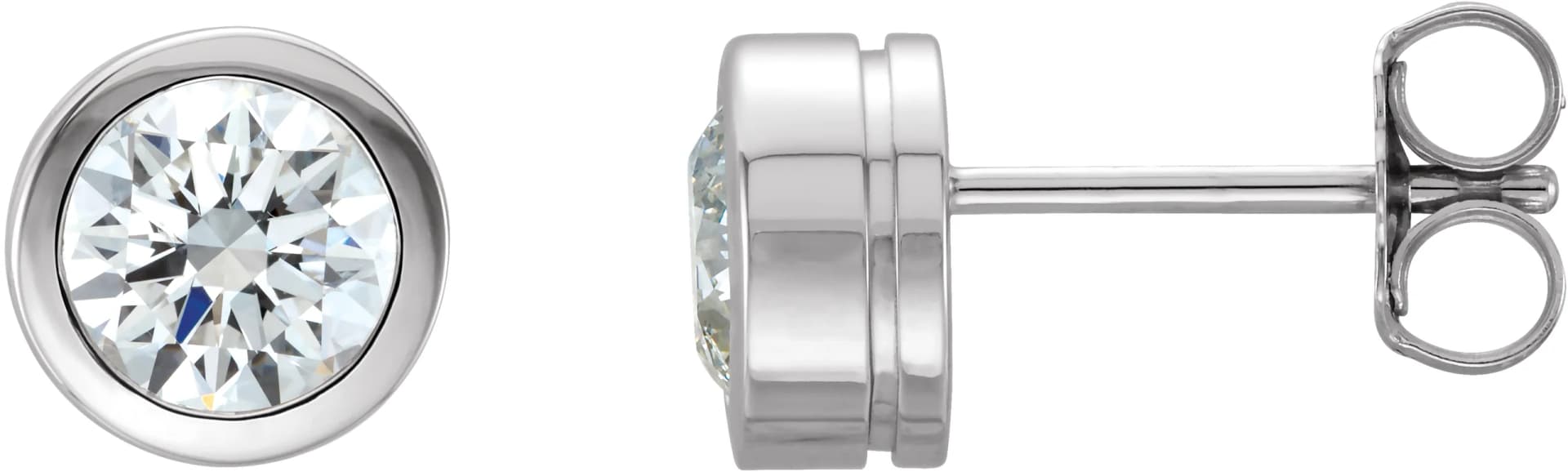 Round Bezel-Set Birthstone Stud Earrings, view 2