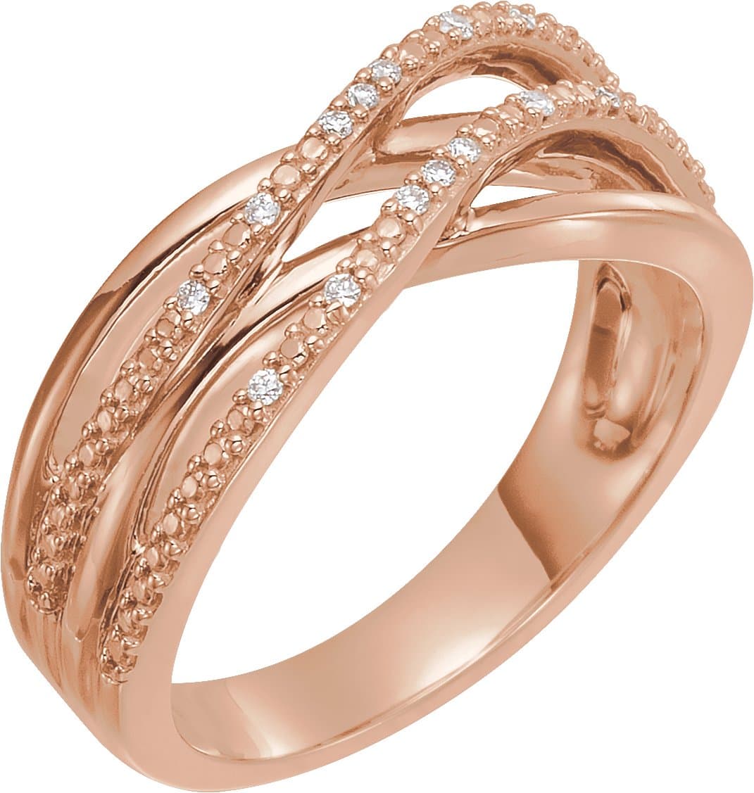14K Rose .06 CTW Natural Diamond Criss-Cross Ring