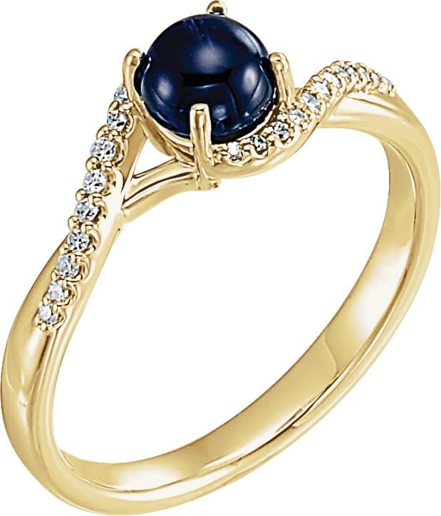 14K Rose Natural Blue Sapphire & .07 CTW Natural Diamond Ring