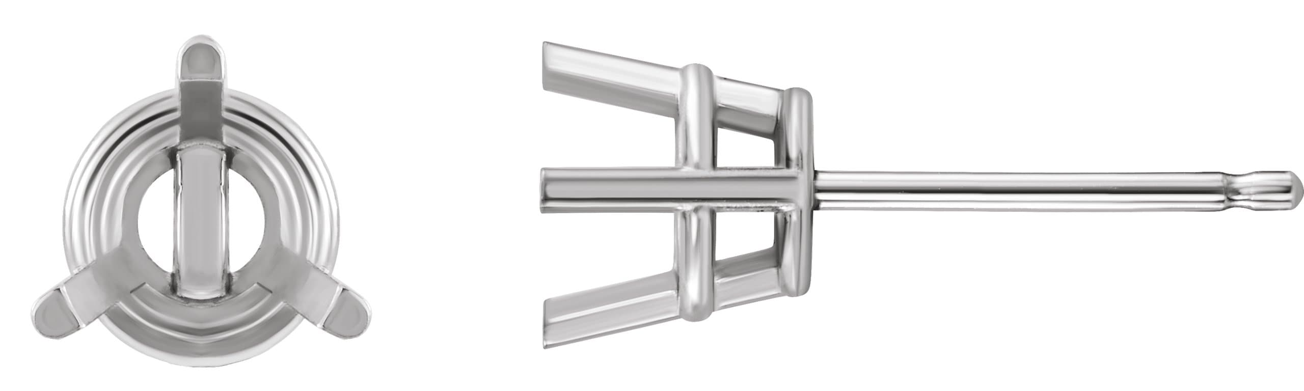 10K White Gold 3.5 mm Round 3-Prong Earring Mounting
