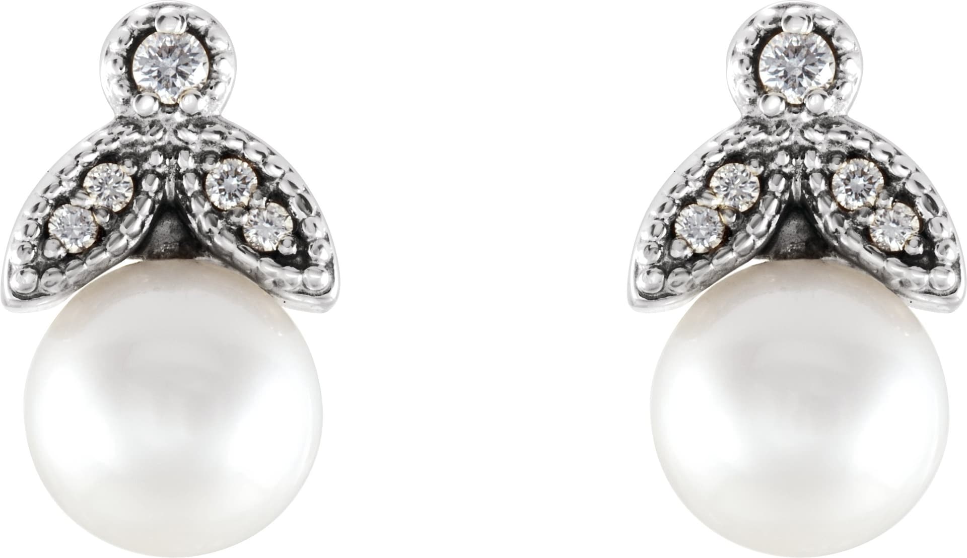 Pearl Leaf Earrings view 2