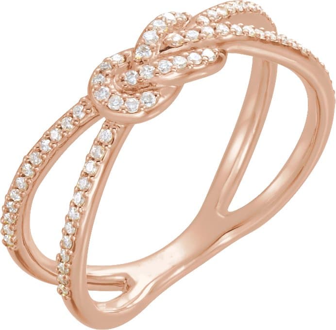 14K Rose 1/5 CTW Natural Diamond Knot Ring
