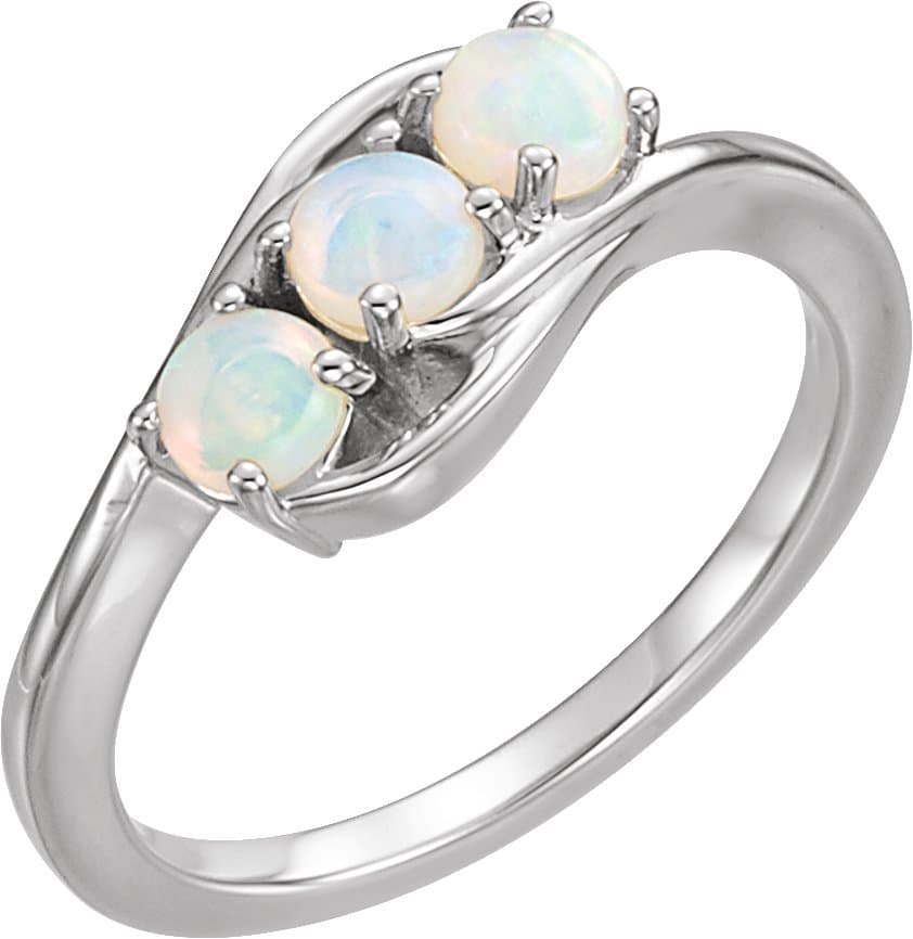 14K Rose Natural Opal Three-Stone Ring