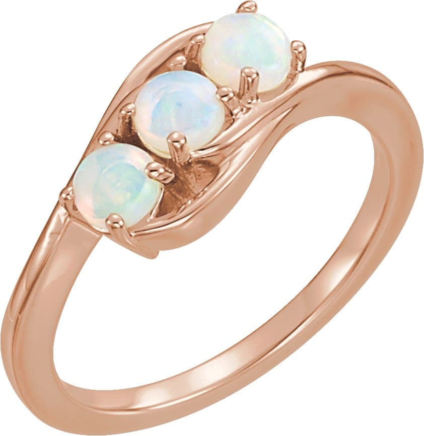 14K Rose Natural Opal Three-Stone Ring