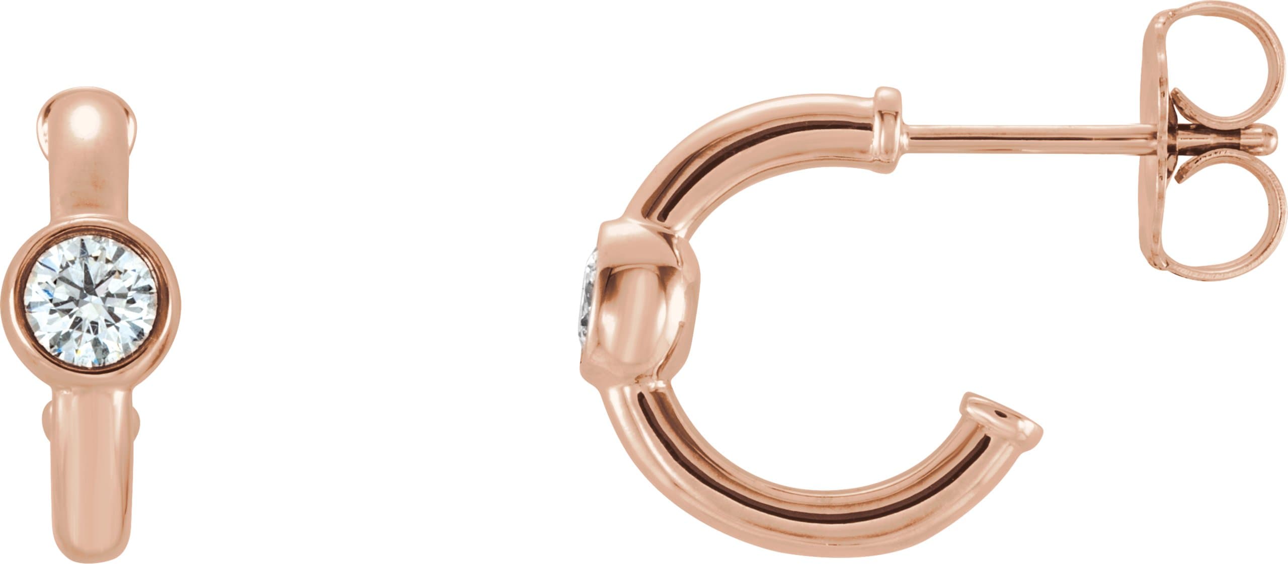 14K Rose Gold 1/4 CTW  Natural Diamond Huggie Hoop Earrings