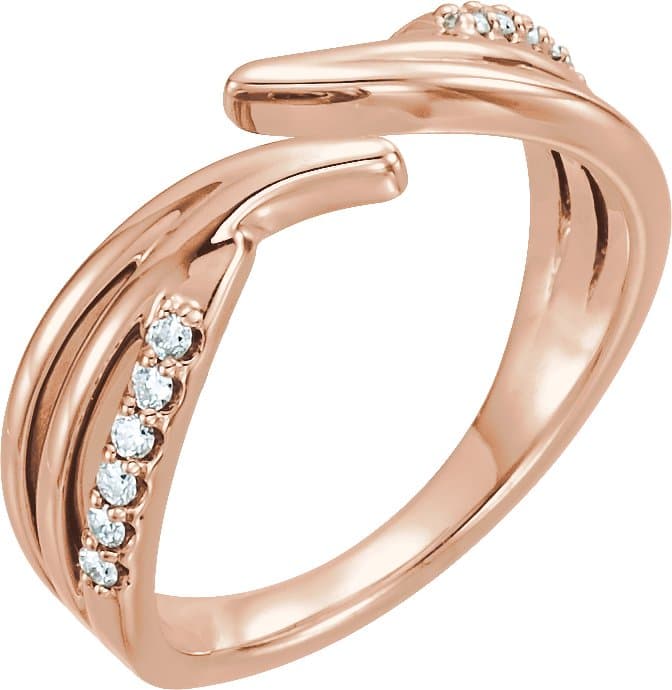 14K Rose 1/8 CTW Natural Diamond Bypass Ring