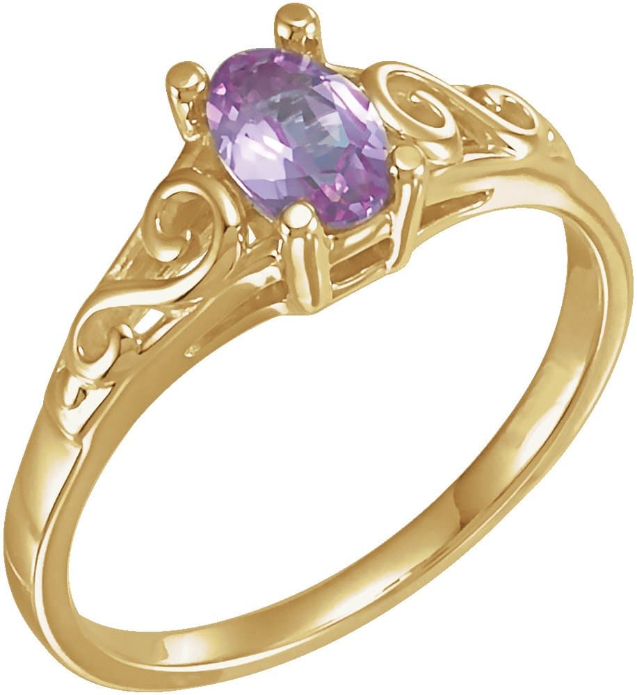 14K White April Youth Imitation Birthstone Ring