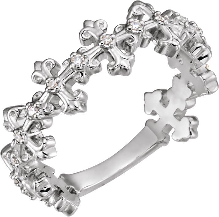14K Rose .06 CTW Natural Diamond Cross Ring