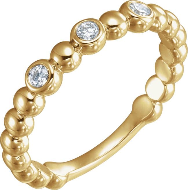 14K Rose 1/8 CTW Natural Diamond Beaded Ring