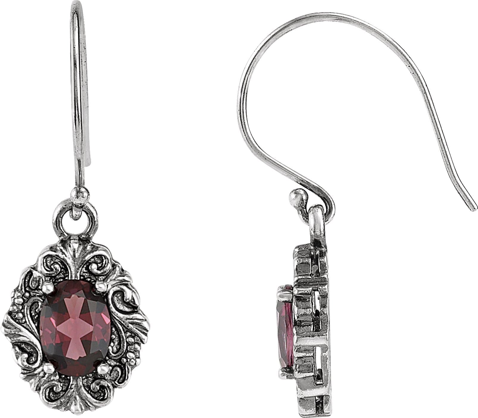 Sterling Silver Natural Rhodolite Garnet Earrings