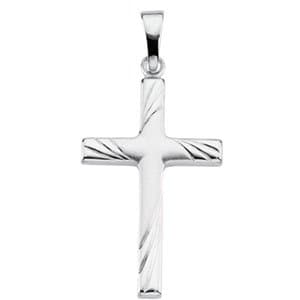 14K White 24x16 mm Cross Pendant