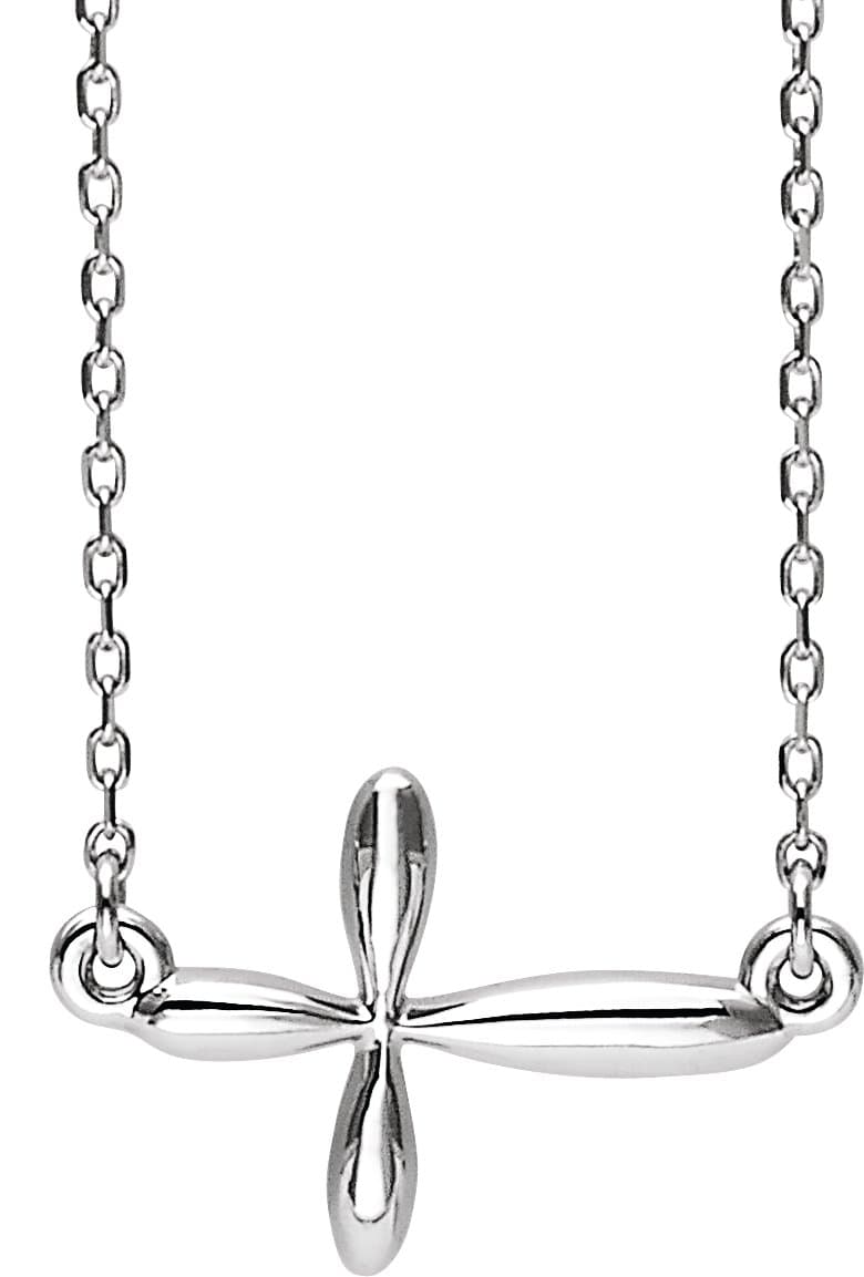 14K Rose Sideways Cross 16-18 Necklace