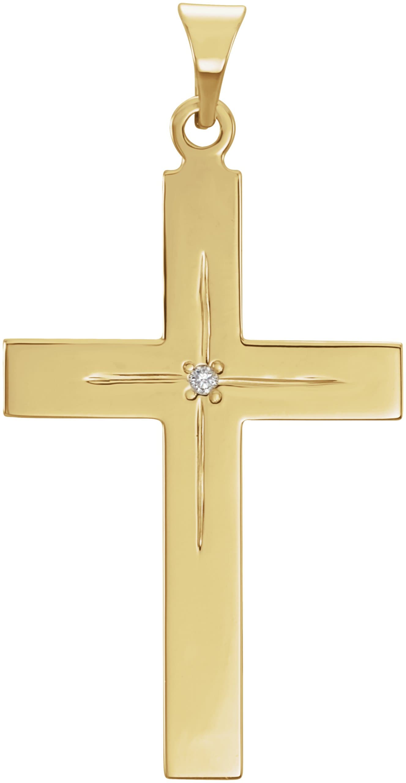 14K White .0075 CT Natural Diamond Cross 18 Necklace