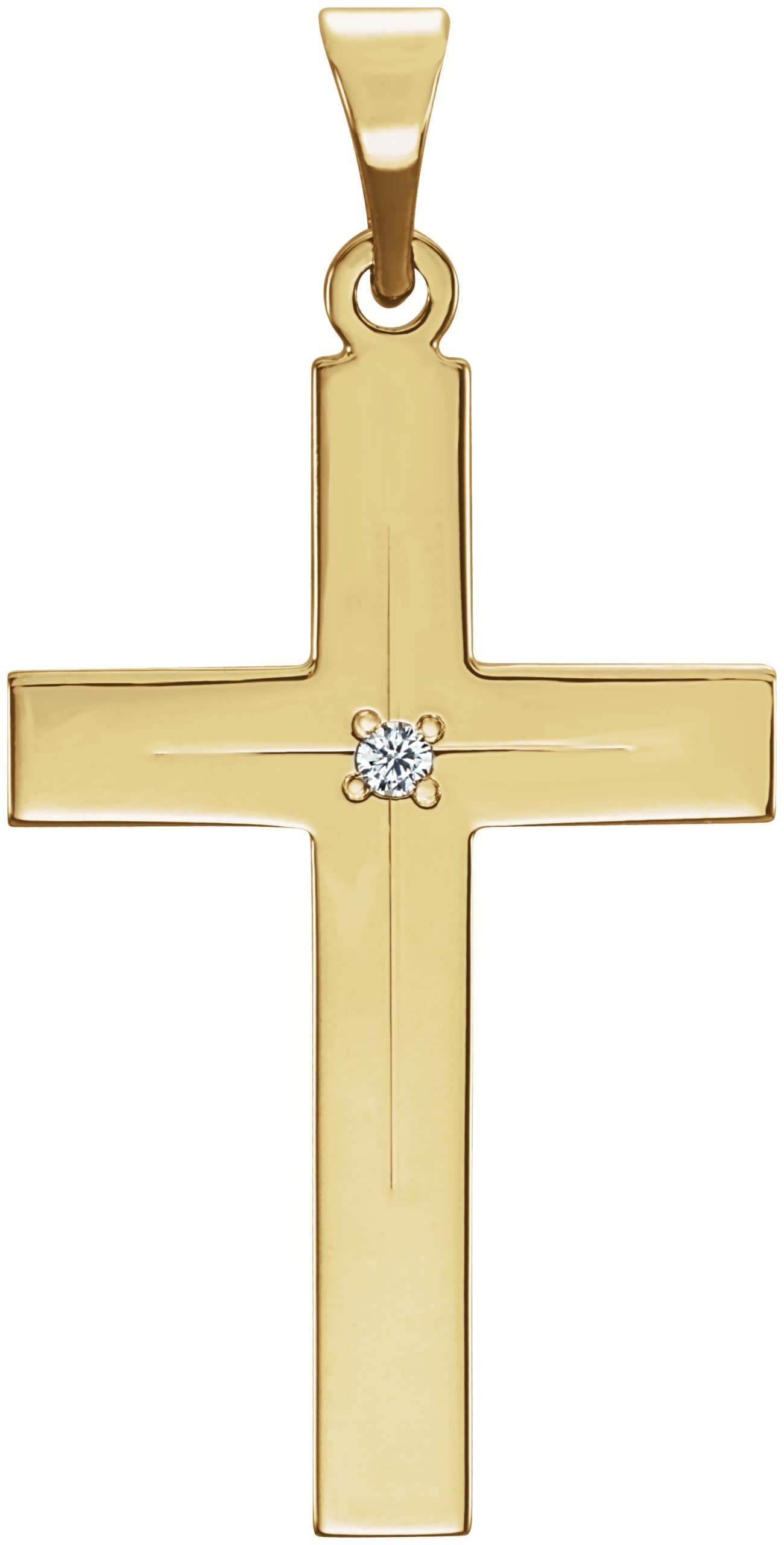 14K White .0075 CT Natural Diamond Cross 18 Necklace