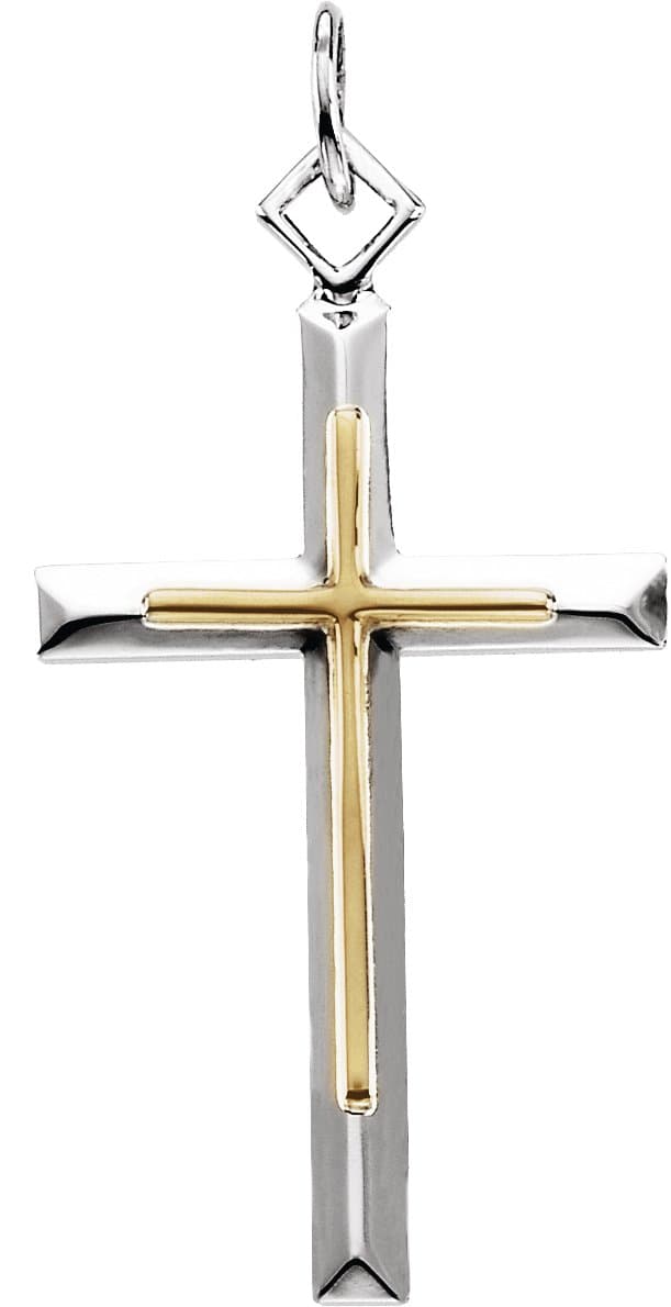 Sterling Silver & 14K Yellow Gold-Plated 29x18 mm Cross 24 Necklace