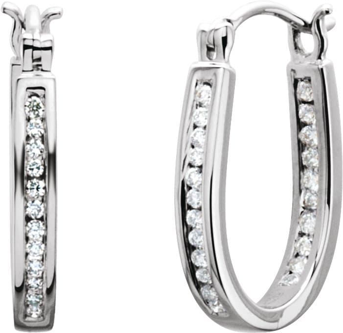 14K Rose 1/2 CTW Natural Diamond Inside-Outside Hinged 22.5 mm Hoop Earrings