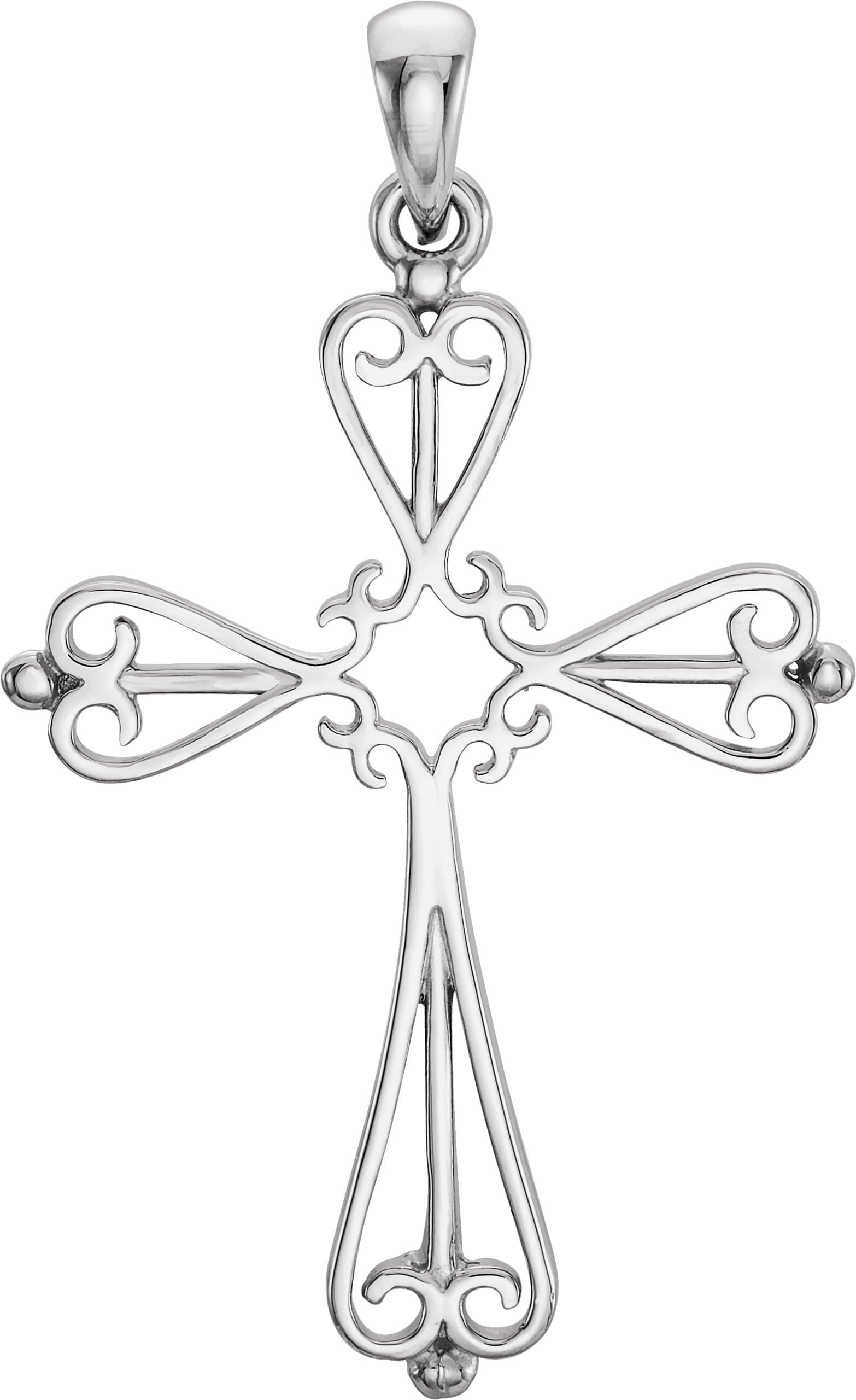 14K White Cross Pendant