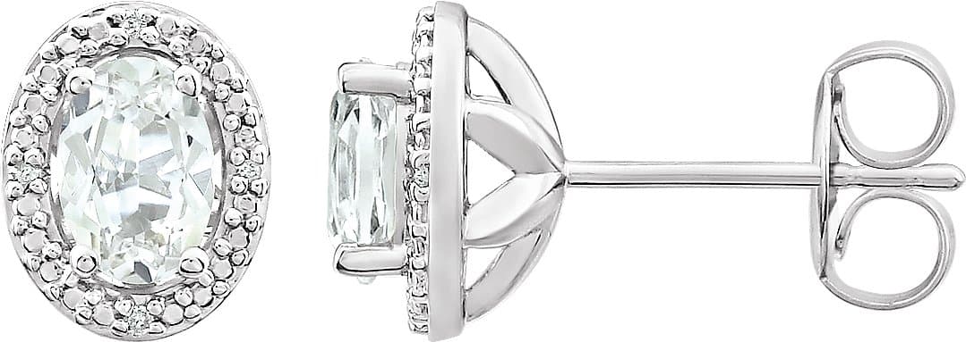 Oval 4-Prong Halo-Style Earrings view 1