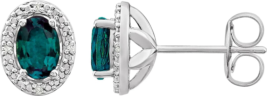 Oval 4-Prong Halo-Style Earrings, view 2