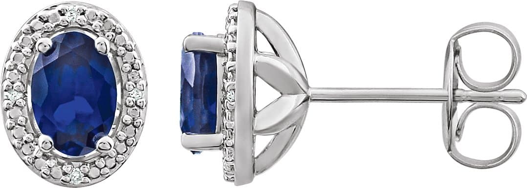 Sterling Silver Lab-Grown Alexandrite & .025 CTW Natural Diamond Earrings