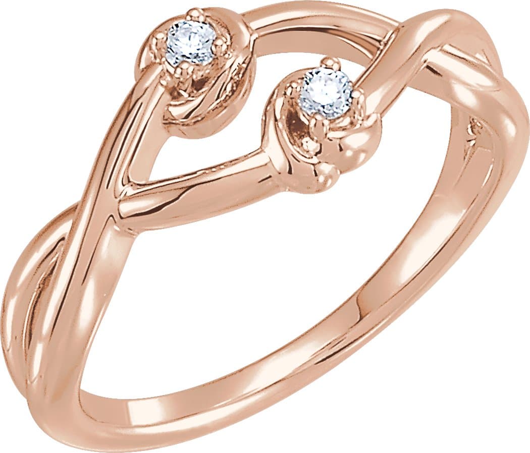 14K Rose .06 CTW Natural Diamond Double Knot Ring