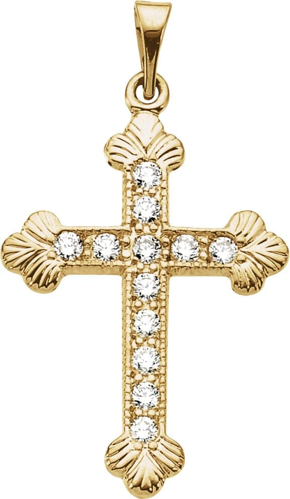 14K Yellow 1/4 CTW Natural Diamond Cross Pendant