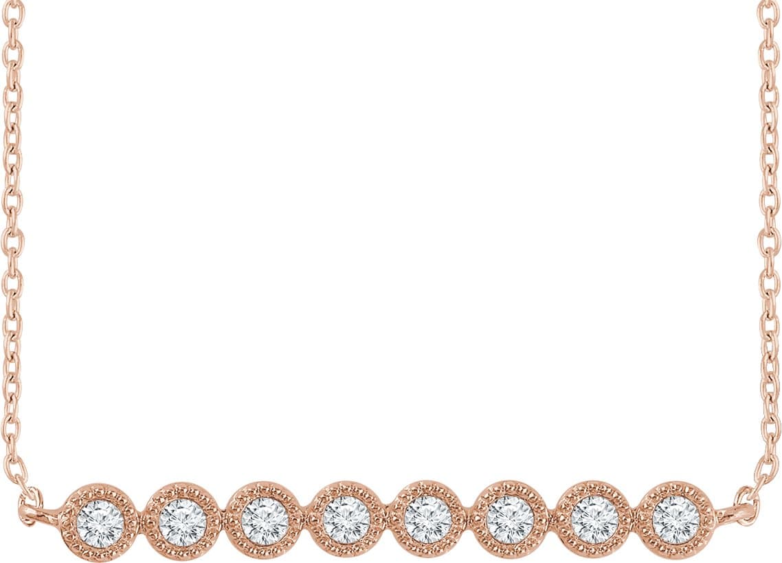14K Rose 1/5 CTW Natural Diamond Bar 16-18 Necklace
