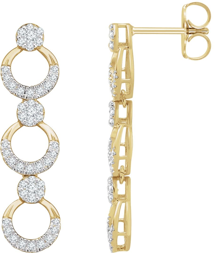 14K White 1/2 CTW Natural Diamond Geometric Earrings
