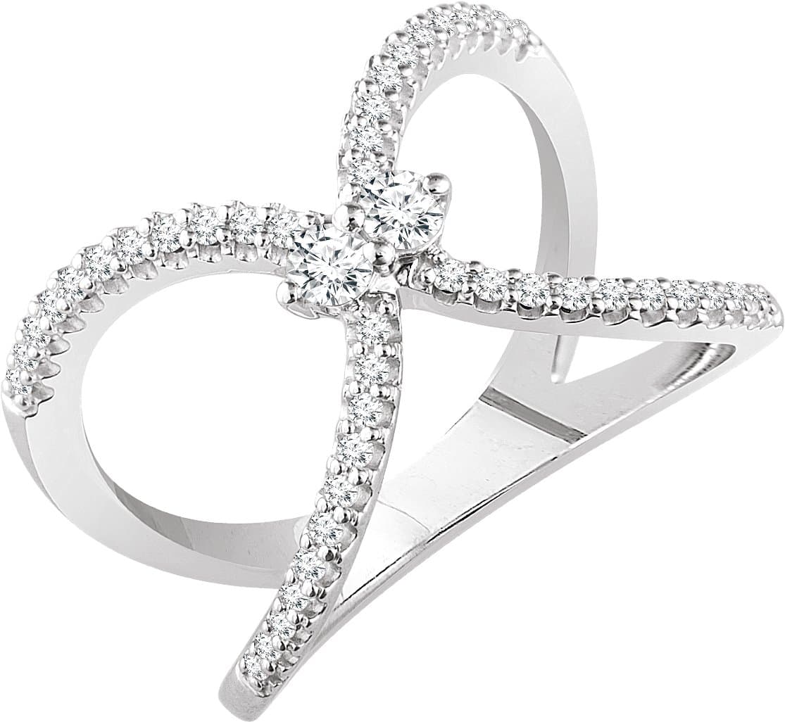 14K White 3/8 CTW Natural Diamond Negative Space Ring